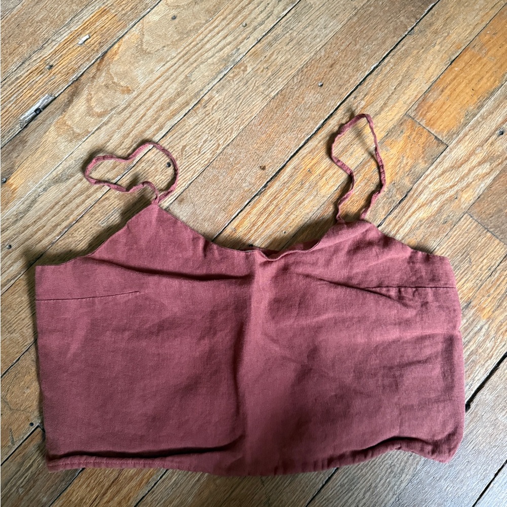Rust Red 100% linen Crop Top
